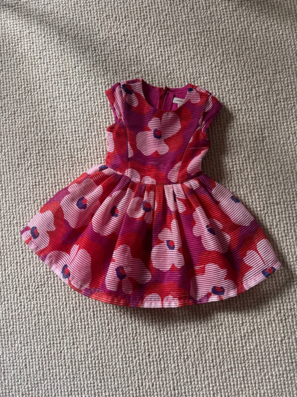Catimini Fuchsia Pink and Red Floral Pleated Girls Dress
